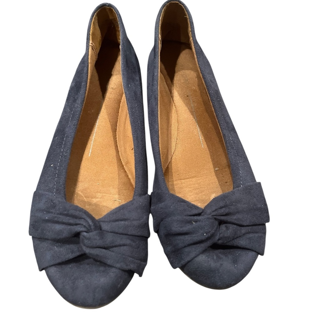 Report Blue Ballet Flats with Bow Detail
